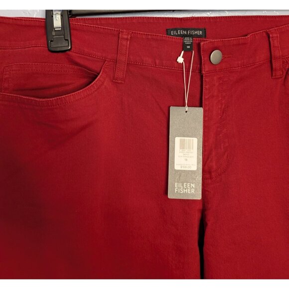 Eileen Fisher Organic Cotton Red Slim Ankle Jeans Size 18 Eco-Friendly Stretch - Picture 7 of 15